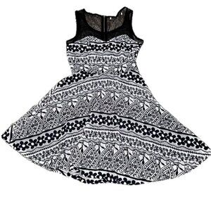 Sheer Top Black and White Flower Dress Size S